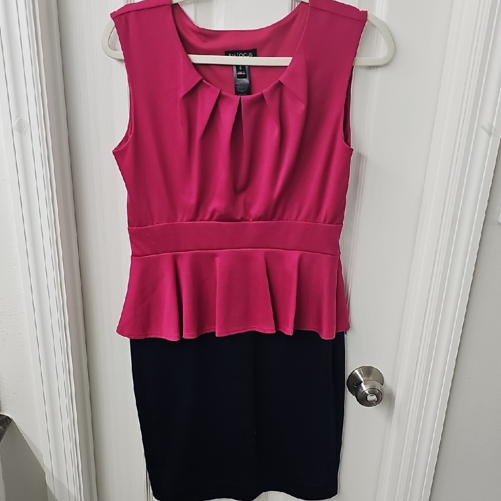 Enfocus Studio Pink and Black Midi Dress